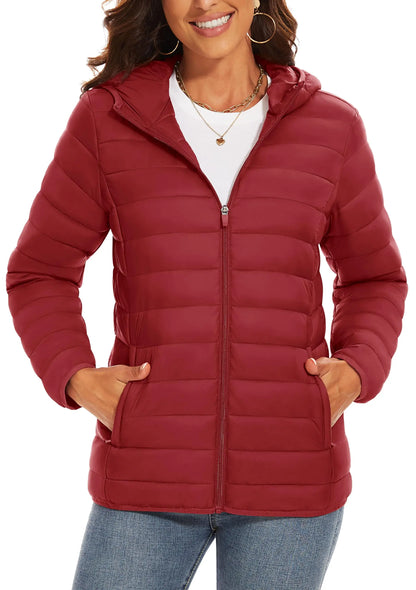 TACVASEN Women's Hooded Puffer Jacket Lightweight Casual