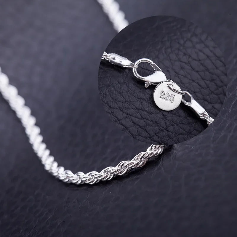 4MM Rope Chain 925 Sterling Silver Necklace Unisex