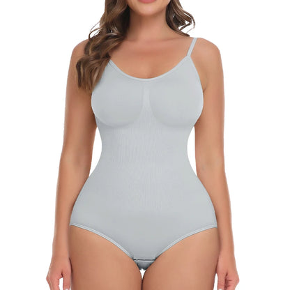 Women Seamless V-Neck Bodysuit Shapewear Red Blue