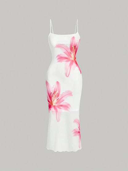 Elegant Floral Print Midi Sundress for Women