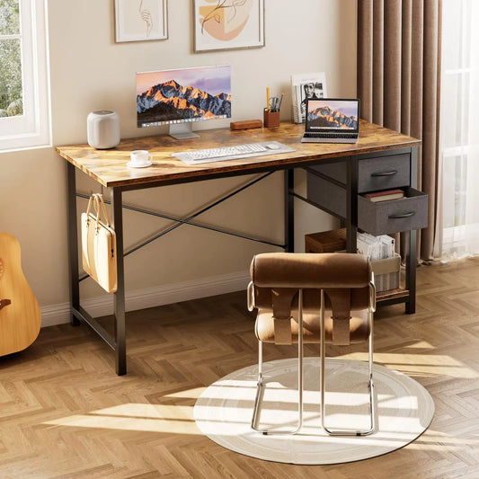 JHK 47 Inch Wood Computer Desk with 2 Drawers