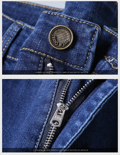 Men's Black Blue Stretch Jeans Casual Slim Fit Trousers