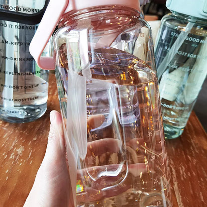 2 Liters Portable Plastic Travel Water Bottle with Straw