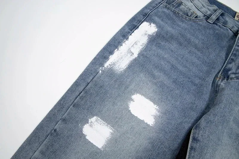 Washed Denim Trousers for Men with Micro-Flared Style