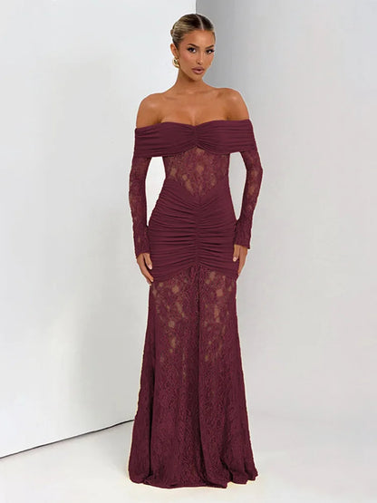 Deep V Hollow Backless Chiffon Maxi Party Dress