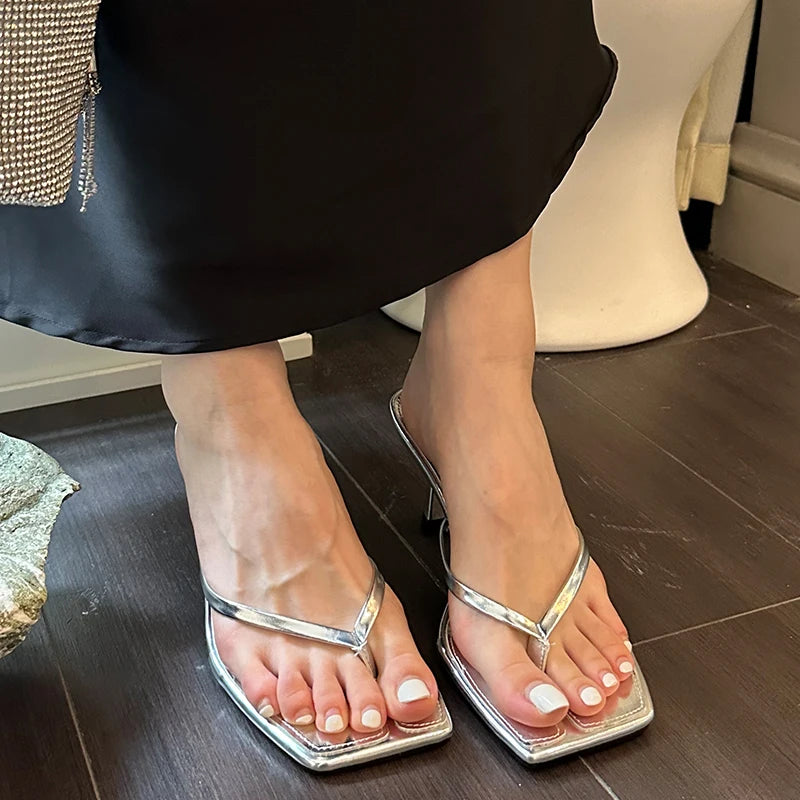 Women's Summer High Heel Flip Flops Sandals