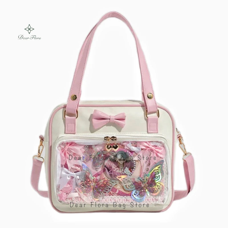 Y2K Transparent Bow Ita Bag Women Crossbody Handbag
