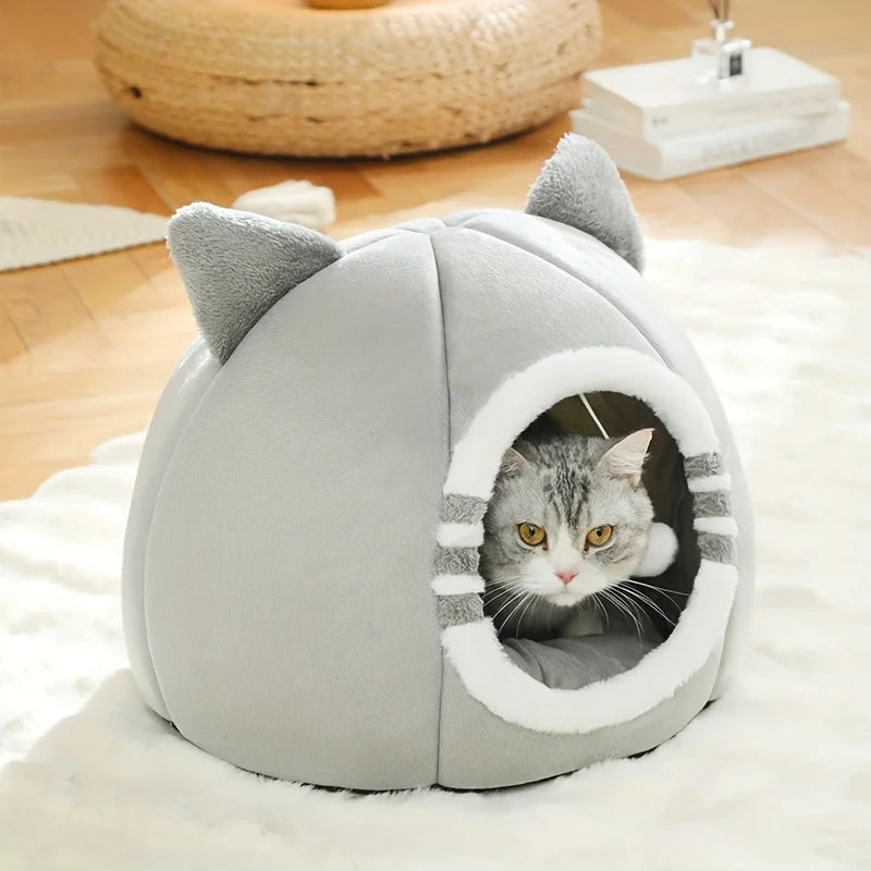 Deep Sleeping Cat Bed Cave Nest Plush Soft Mat