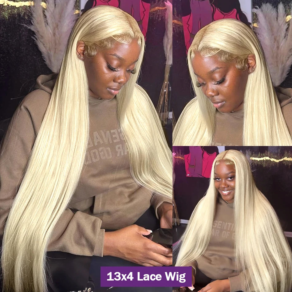 613 Blonde Human Hair Lace Front Wig 30 Inch Straight