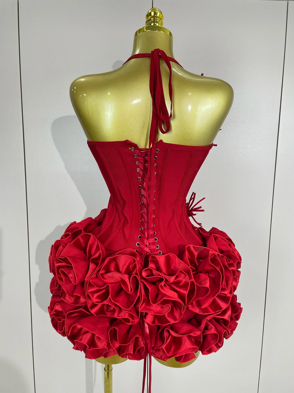 Women Red Black Bandage Two Piece Cocktail Gown
