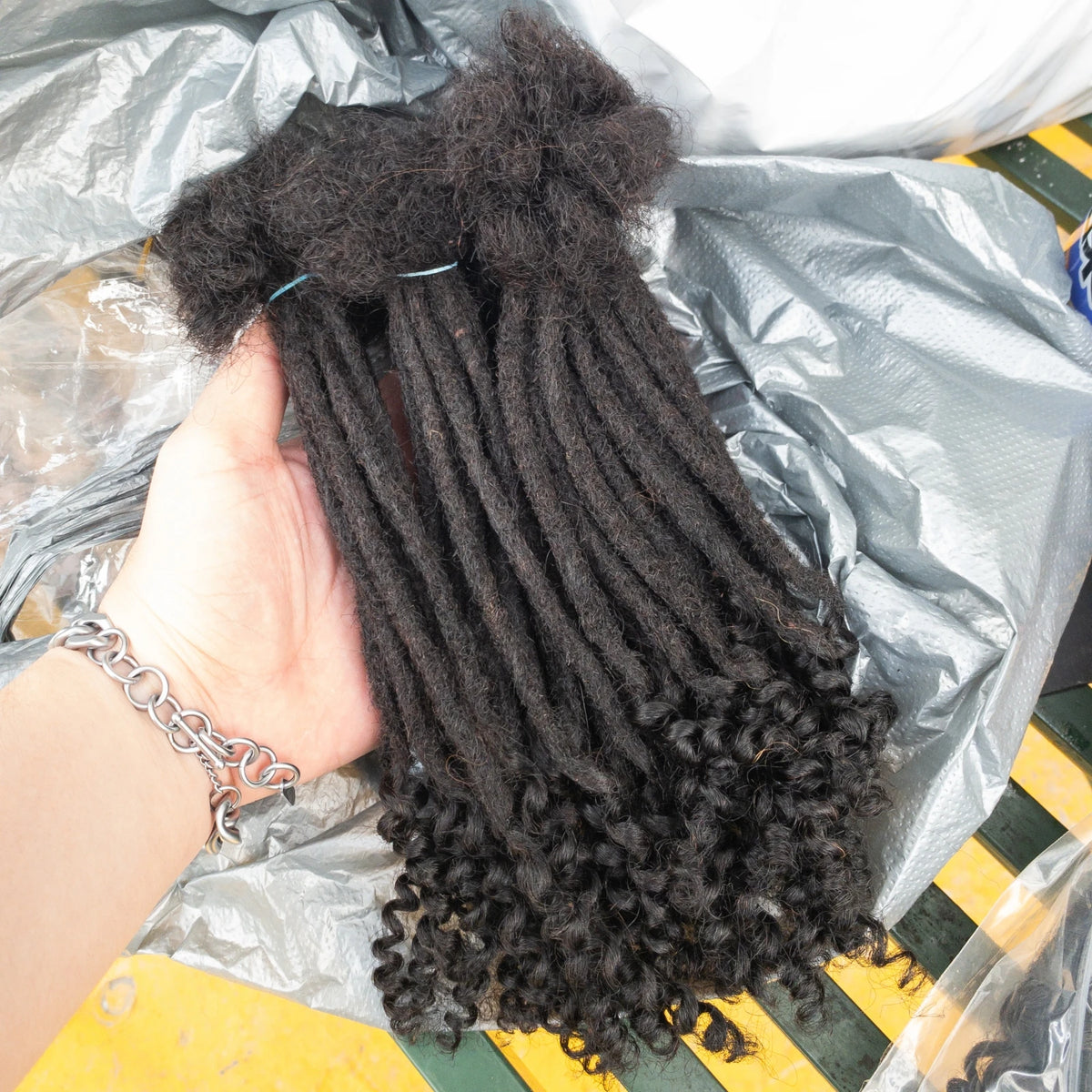 Natural Human Hair Dreadlock Extensions 8-12 Inch Curly Ends