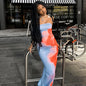 Print Tube Maxi Dress Women Off Shoulder Backless