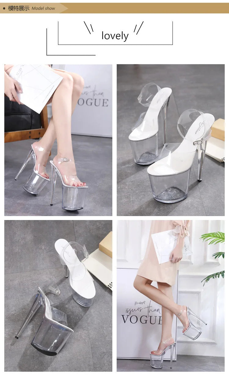 High Heel Crystal Platform Sandals for Women