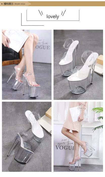 High Heel Crystal Platform Sandals for Women