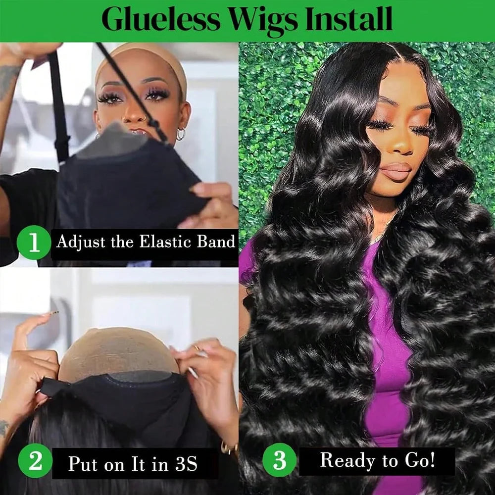 42 Inch 250% Density Body Wave Lace Front Wig Black