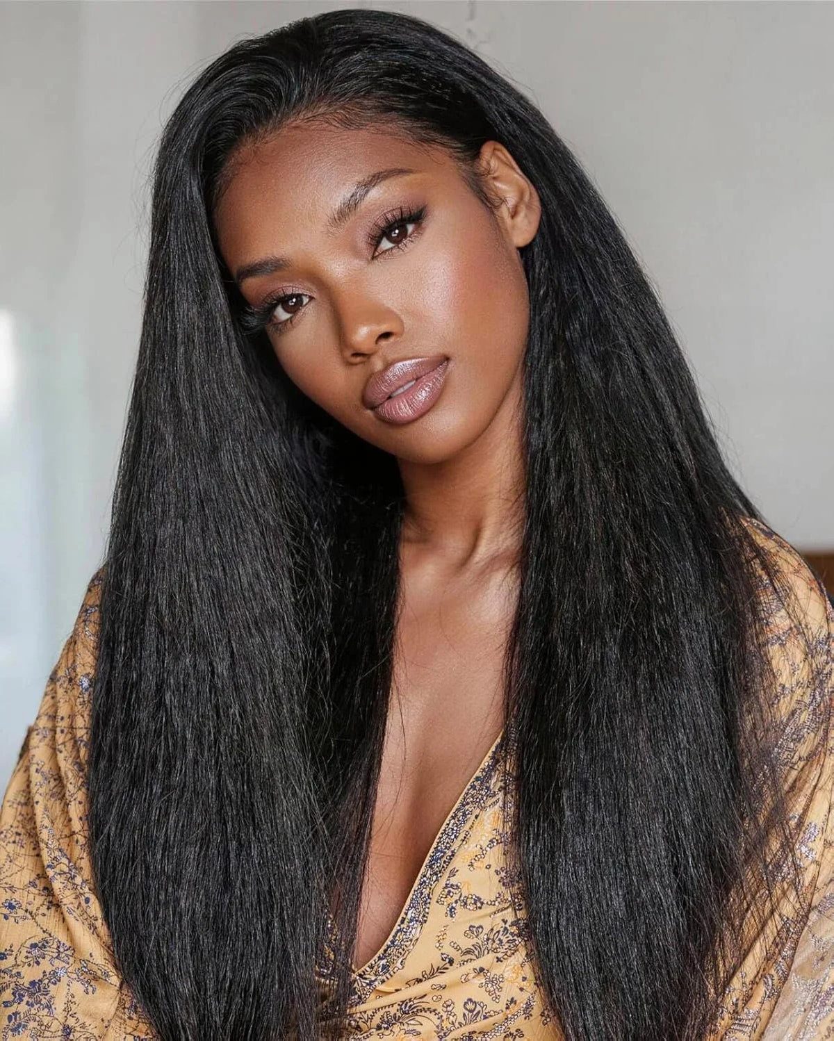 Kinky Straight V Part Wig 220% Density Human Hair