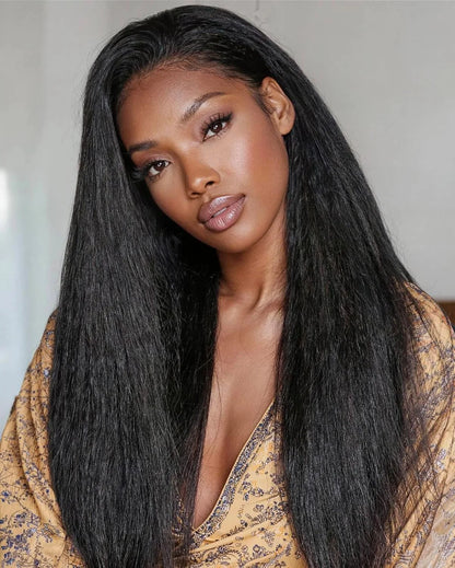 Kinky Straight V Part Wig 220% Density Human Hair
