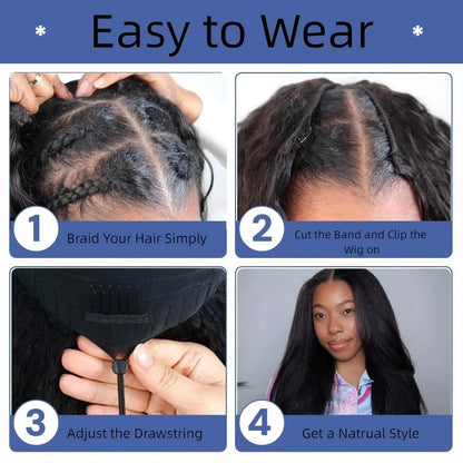 Kinky Straight V Part Wig 220% Density Human Hair