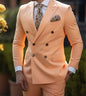 Brown Men's Slim Fit Double Breasted Suit Blazer