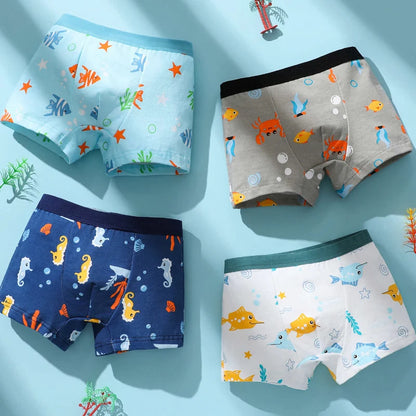 Boys Cotton Boxer Briefs with Dinosaur Print