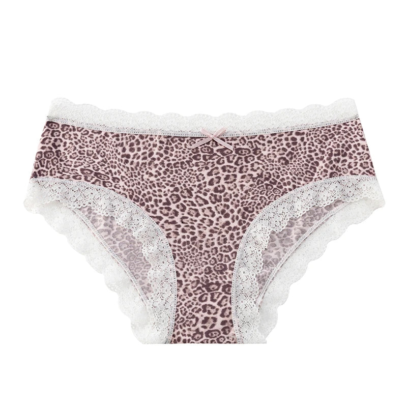 BZEL Women's Lace Floral G-String Leopard Panties