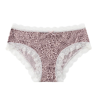 BZEL Women's Lace Floral G-String Leopard Panties