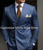 Brown Men's Slim Fit Double Breasted Suit Blazer