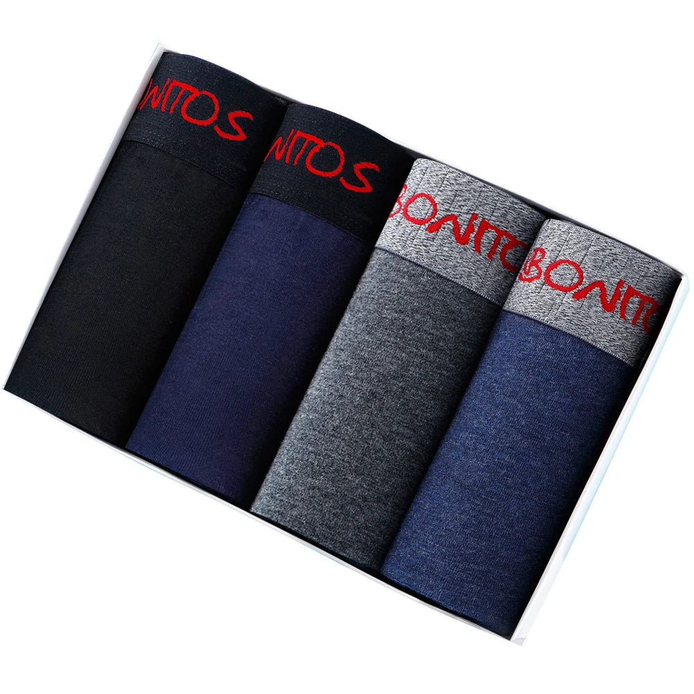 4pcs Cotton Boxer Shorts for Men Soft Underwear Set