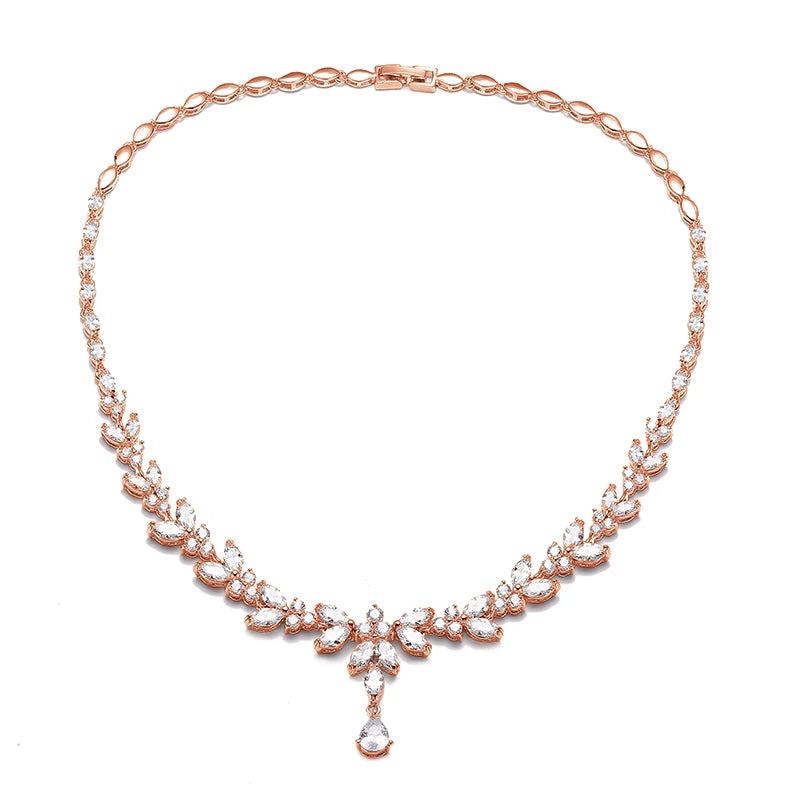 ZAKOL Brilliant Zirconia Leaf Jewelry Set for Women