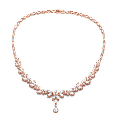 ZAKOL Brilliant Zirconia Leaf Jewelry Set for Women