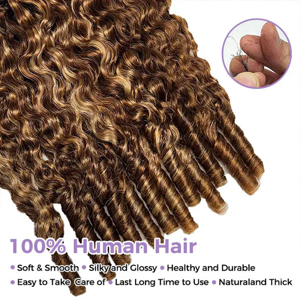 Burmese Curly Crochet Human Hair Extensions Natural Black