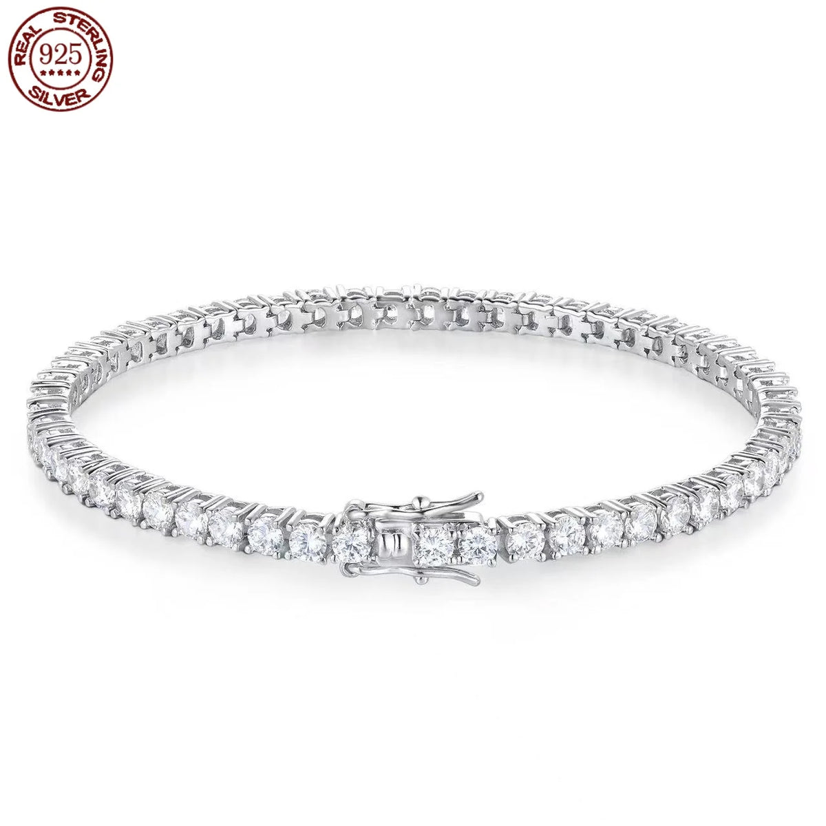 Moissanite Tennis Bracelet 925 Sterling Silver 18K Gold