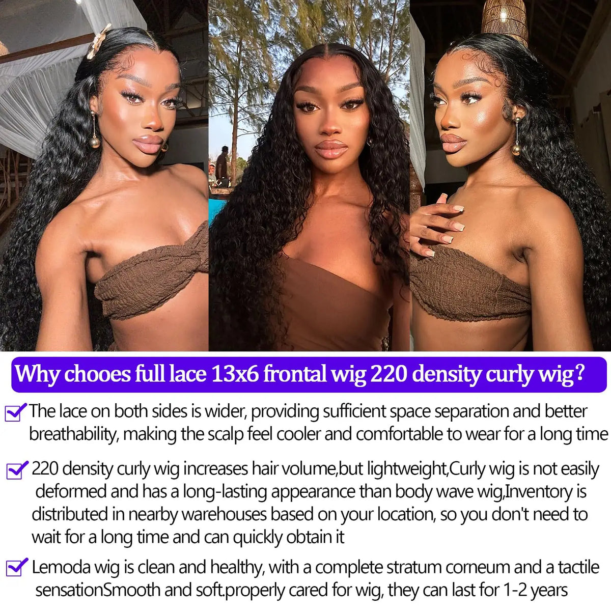 Lemoda 13x6 Deep Wave Full Lace Frontal Wig Human Hair