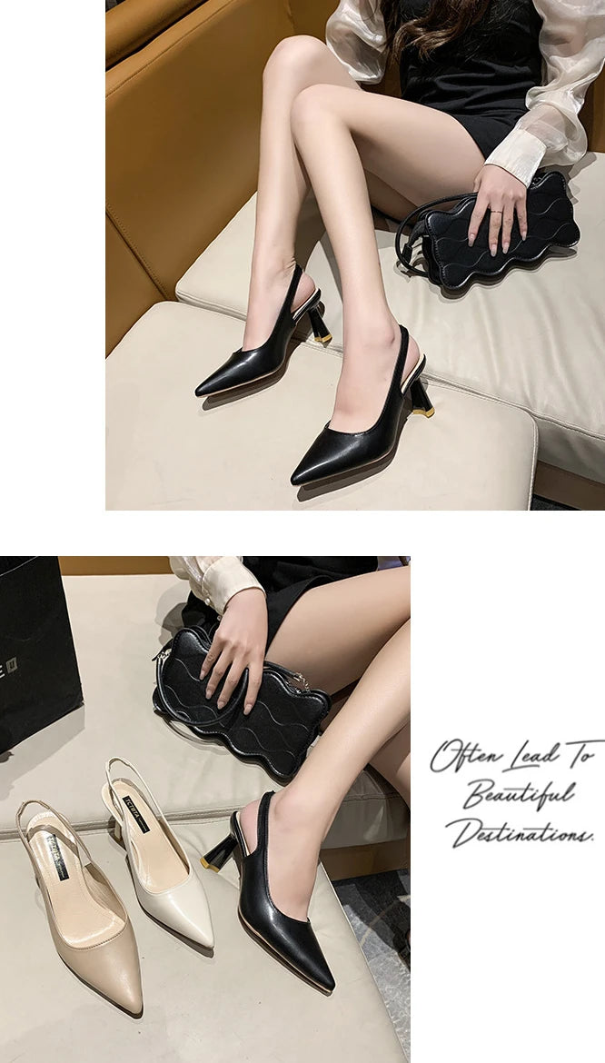 Breathable Pointed Toe Stiletto Heel PU Women's Sandals