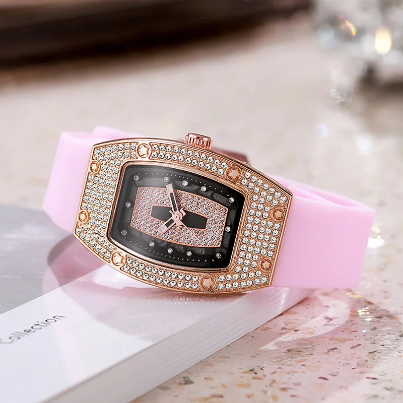 Women Silicone Jelly Quartz Tonneau Watch