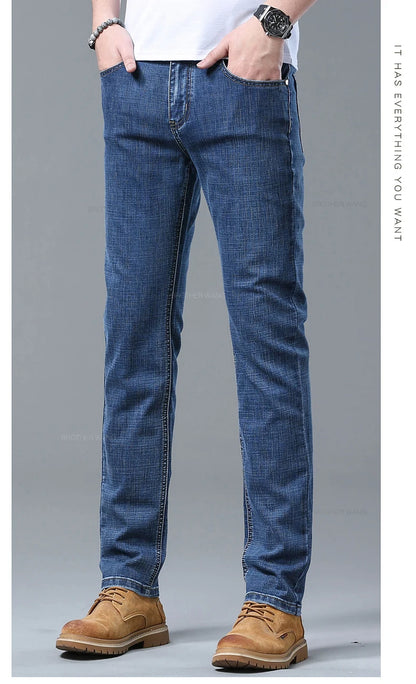 Light Blue Slim Jeans for Men in Stretch Denim