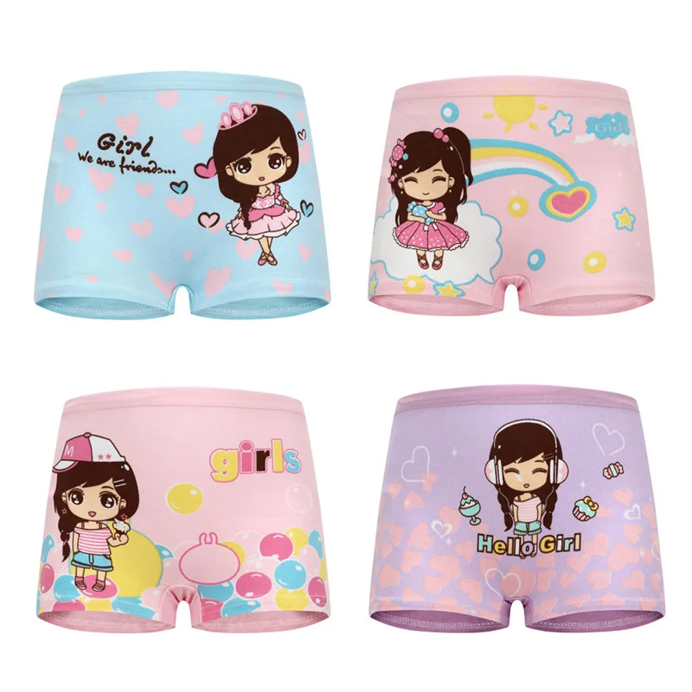 Cotton Cartoon Unicorn Print Girls Panties Set