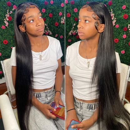 Bone Straight Lace Front Wig 30 40 Inch Human Hair
