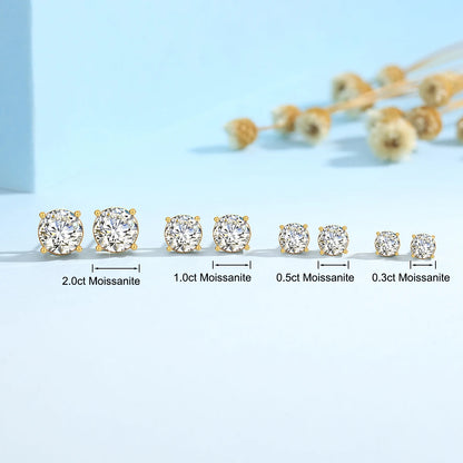 18k Gold Moissanite Stud Earrings for Women