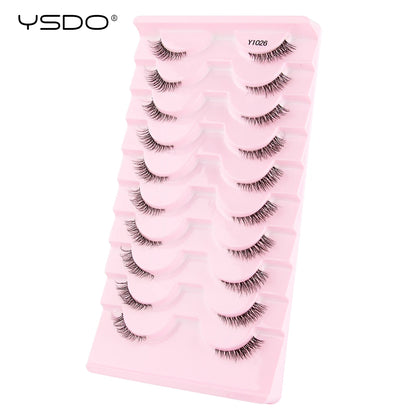 YSDO 5/10 Pairs Natural Soft Black Half Lashes