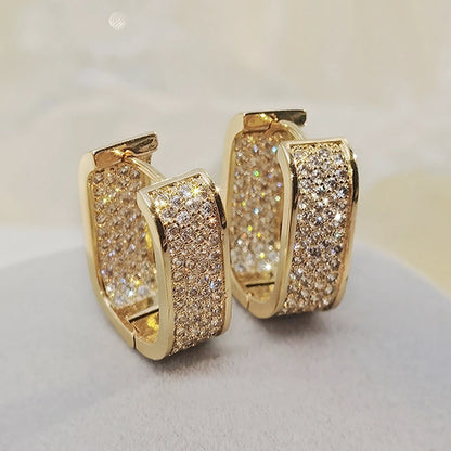 Huitan CZ Hoop Earrings for Women in Silver and Gold