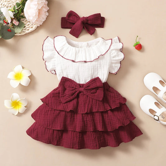 Baby Girl Cotton Red Wine Cupcake Dress