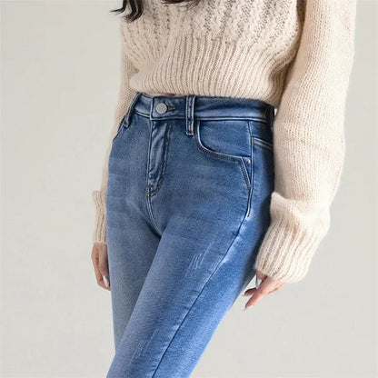 Women's Winter Plush Stretch Skinny Jeans