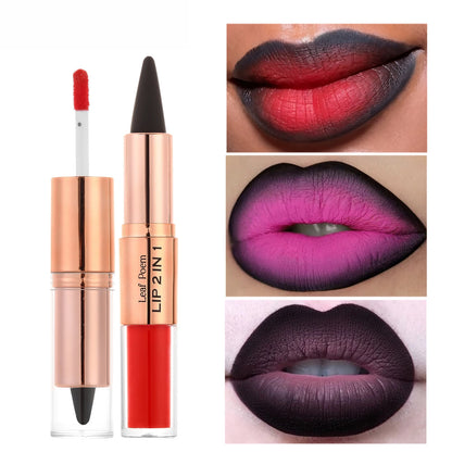 Waterproof Matte Black Lipstick and Lipgloss Duo