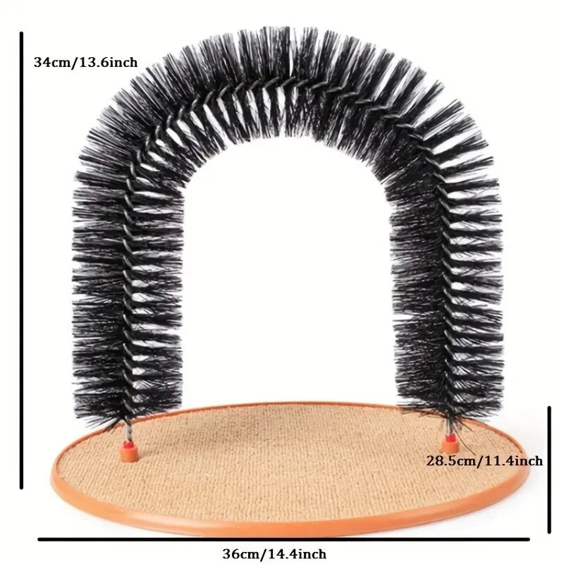 Cat Toy Arch with Massage Brush and Scratching Pad