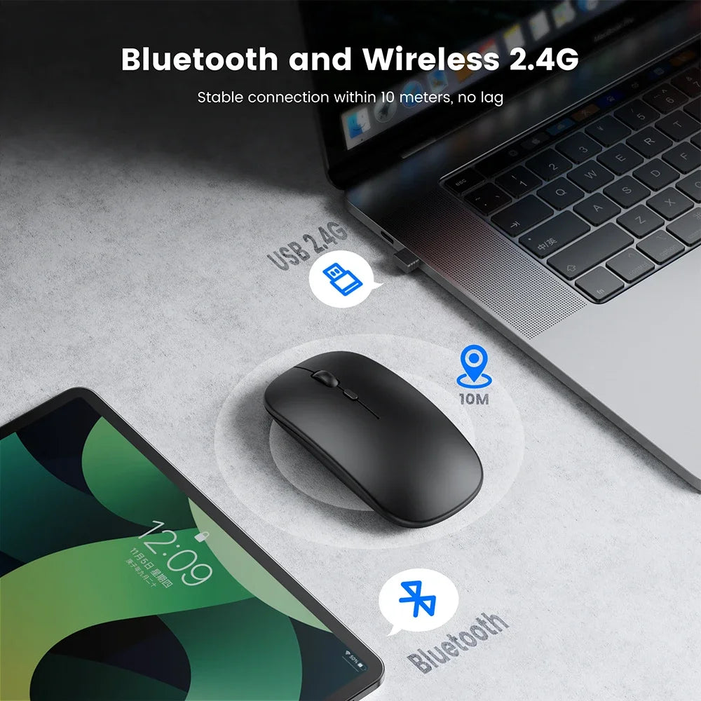 Rechargeable Wireless Mouse Dual Modes for PC and Laptop