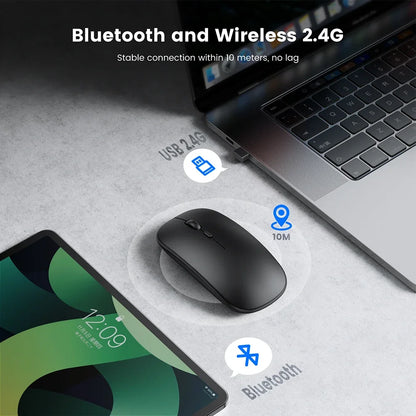 Rechargeable Wireless Mouse Dual Modes for PC and Laptop