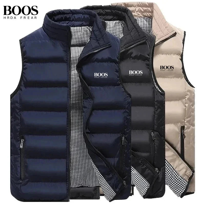 Men's Warm Embroidery Vest for Autumn and Winter