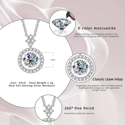 Moissanite Pendant Necklace for Women in Sterling Silver