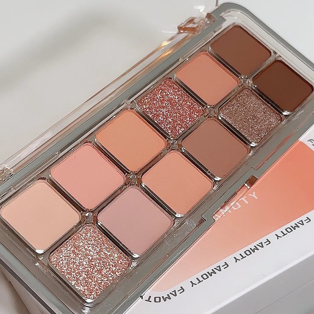 12-Color Matte Eyeshadow Palette Tea Apricot Earth Tones